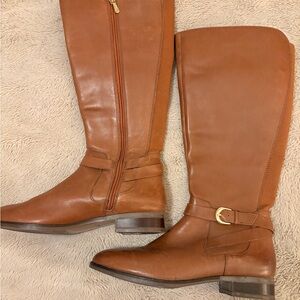 Clarks Tall Leather Riding Boots • Women’s 9 Wide Calf • Cognac